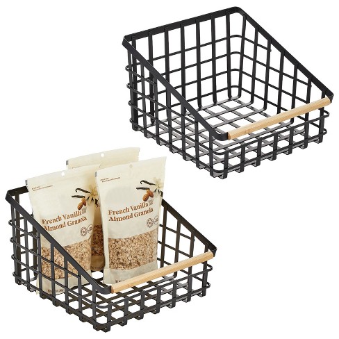 Mdesign Stackable Food Organizer Storage Basket, Open Front - 2 Pack, Matte  White : Target