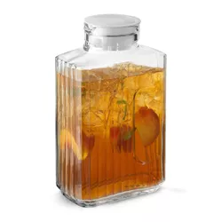 JoyJolt Beverage Serveware Glass Pitcher & 2 Lids - 68 oz Carafe for Hot Liquids or Cold Drinks