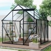 Greenhouse for Outdoors, Polycarbonate Greenhouse with Roof Vent, Aluminum Large Walk-in Green House for Outside Garden Backyard, Green/Black - 2 of 4