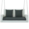 Nestfair 2 Person Wicker Hanging Porch Swing with Chain and Gray Cushion White - 3 of 4