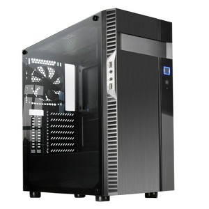 SilverStone Technology Precision PS14-E Micro-ATX & ATX Tempered Glass Computer Case, SST-PS14B-EG, Black - 1 of 4