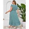 Clearlove Women's Summer Plus Size Dress Ruffle Cap Sleeveless V Neck Side Split Long Beach Maxi Dress - 4 of 4
