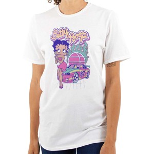Betty Boop Flaming Racecar Cartoon Womens Graphic T Shirt Tees Brisco Brands - 1 of 4