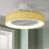 Rennnsan Althyn 18"W Drum Ratten Boho LED Dimmable Flush Mount Ceiling Fan - 4 of 4