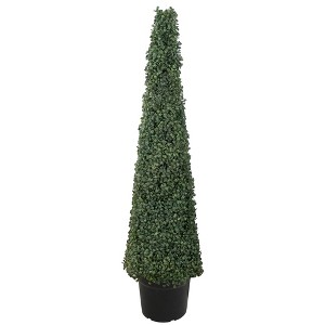 Northlight 4' Artificial Two-Tone Boxwood Topiary Tree with Round Pot, Unlit - 1 of 4