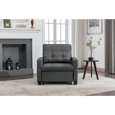 NicBex 3-in-1 Convertible Sleeper Chair,Linen Folding Sofa Bed with USB Ports,Comfortable Couches with 4 Side Pockets for Living Room,Dark Gray