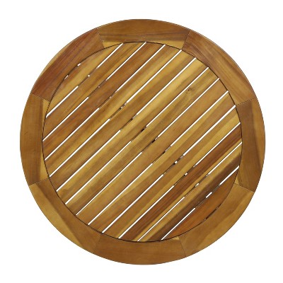 Teak Round Acacia Wood Outdoor Bistro Table with X Legs