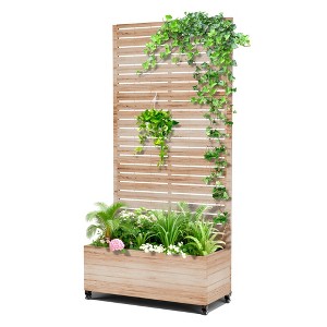 TOAOTBNBO Metal Raised Garden Bed with Trellis and Wheels, Metal Planter Box with Trellis, Garden Box for Climbing Plants, Flower - 1 of 4