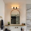 PAKOKULA 3-Light Black Bathroom Vanity Light with White Rectangular Fabric Shade - 3 of 4