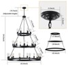 Wagon Wheel Chandelier Light, Rustic Metal Ceiling Pendant, 3 Tier Farmhouse Chandelier Light Hanging Fixture for Living Dining Room Entryway - 3 of 4