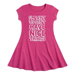 Girls' - Instant Message - I'm Why We Can't Have Nice Things Fit & Flair Cap Sleeve Graphic Dress - 1 of 4