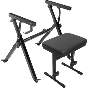 Liquid Stands Foldable Piano Keyboard Stand - 54-88 Key Piano Z Style Adjustable Sturdy Musical Keyboard Stand (Foldable Z-Style With Wheels & Bench) - 1 of 4