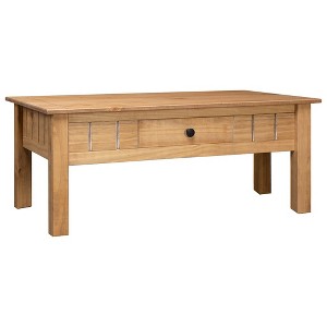 vidaXL Coffee Table Natural wood Solid pine wood Medium Drawers - 1 of 4