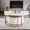 Lyngins Modern Round Nesting Coffee Table Set with Fluted Design, Versatile Center Table with Drawer & MDF Top, Sofa Table for Living Room - 3 of 4