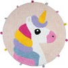 HomeRoots 32" Pink And Yellow Cotton Unicorns Round Youthful Bath Rug - 4 of 4