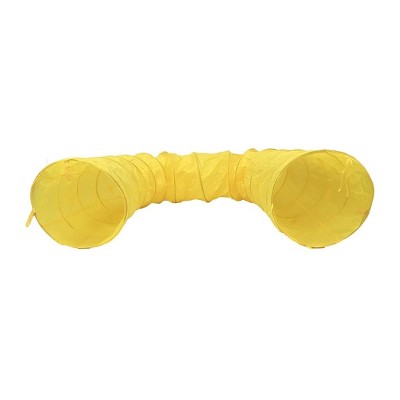 Yellow Foldable Dog Agility Training Tunnel with Stakes