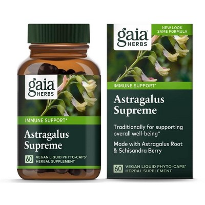 Gaia Herbs Astragalus Supreme Immune Support  - 60 Vegan Liquid Phyto-Caps  -  60 Count