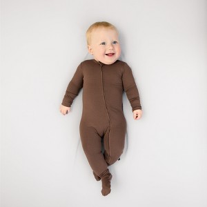 Larkspur Baby Zip Footie in Chestnut - 1 of 3
