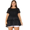 Agnes Orinda Women's Plus Size Tiered Lace Allover Round Neck Short Sleeve Mesh Peplum Blouses - 3 of 4