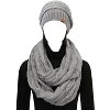 Wrapables Winter Warm Chunky Cable Knit Infinity Scarf and Beanie Set, Light Gray - 3 of 4