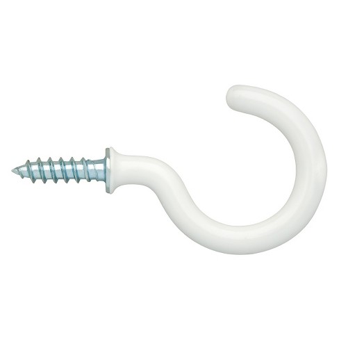 Hillman Safety Cup Hook, Half Hook and Half Screw, 1-1/4-in, White