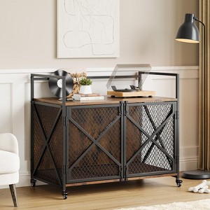 41 Inch Dog Crate Furniture, Heavy Duty Decorative Dog Cage with Lockable 360° Wheels,Double Door Dog Kennel End Table for for Small Medium Large Dog - 1 of 4