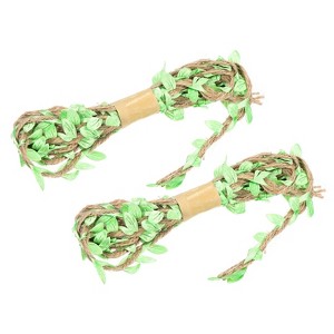 Unique Bargains Jungle Wedding Party Home Decor Burlap Leaf Ribbon Artificial Vine 2 Pcs - 1 of 4