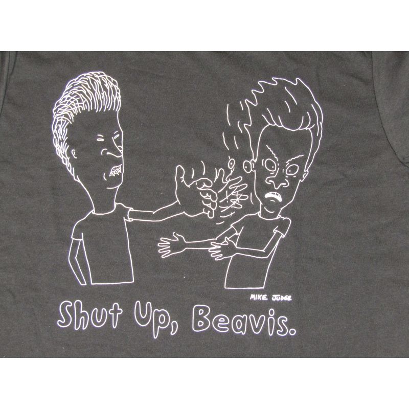 Men's Beavis & Butthead Shut Up Beavis Text Black Graphic Tee Shirt, 2 of 3