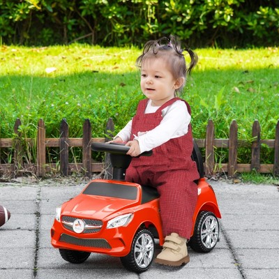 VYNXARIA Ride On Push Car, Foot-to-Floor Walking Sliding Toy Car for Toddler with Working Horn, Music, Headlights and Storage, Red