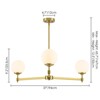 Rennnsan Loomsy 37" W 3 - Light Sputnik Globe Milk Glass Mid-Century Modern Dimmable Oversize Chandelier in Gold - 3 of 4