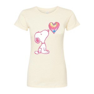 Women's - Peanuts - Snoopy Pastel Rainbow Heart Fitted Graphic T-Shirt - 1 of 3