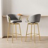 GDFStudio Elva Modern 360° Swivel Velvet Upholstered Bar Chairs with Curved Backrest (Set of 2) - 2 of 4