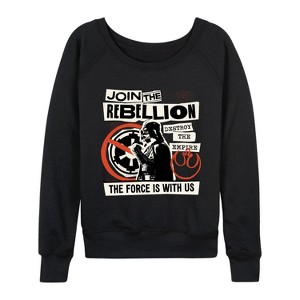 Women's - Star Wars - Rebel Recruitment Lightweight French Terry Wide Neck Long Sleeve Graphic Shirt - 1 of 4