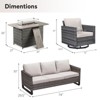 4 Pieces Patio Furniture Set with Fire Pit Table, Outdoor Furniture Set with Rocking Swivel Chairs, Wicker Patio Set with 4'' Thickened Cushion - 3 of 4