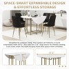 5-Piece Extendable Dining Set,Round Dining Table with Faux Marble Top and Metal Legs,4 Upholstered Foldable Dining Chairs for Small Space-Tanpinhause - 4 of 4