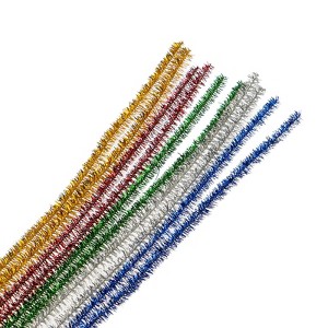John Bead Glitter Pipe Cleaners Chenille Stems for Art School Craft Supplies, 12in x 6mm Glitter Mix 100 Pieces - 1 of 3
