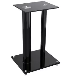 Monoprice Glass Floor Speaker Stands (Pair) - Black, Support Up to 22 Lbs. (10 Kg) Weight, Constructed of Tempered Glass W/ Aluminum Vertical Supports