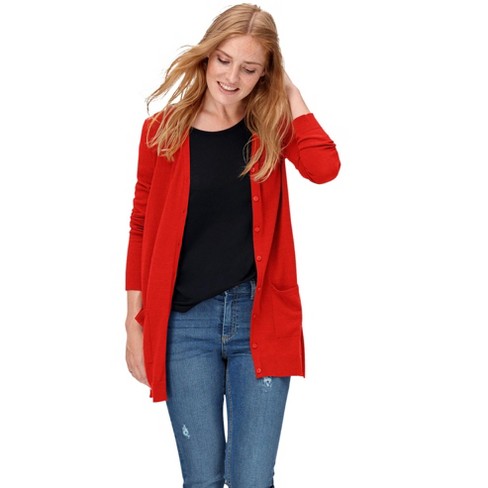 Ellos Women's Plus Size Boyfriend Cardigan, 5x - Red Apple : Target