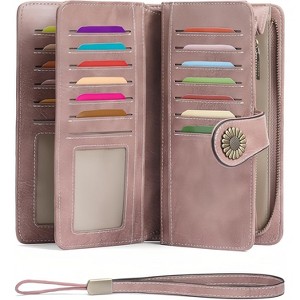 Wikineon Women's Leather Credit Card Holder Wristlet - RFID Blocking Technology for Identity Protection, Large Capacity Design Holds Cards - 1 of 4