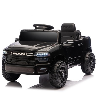 Lomsoe Licensed Dodge RAM 3500 12V Kids Ride On Truck,W/ Remote Control,2WD & Rear Shock Suspension,LED Headlights &Low Battery Alarm,3-speed