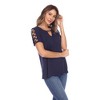 Women's Keyhole Neck Cutout Short Sleeve Top - White Mark - 2 of 4