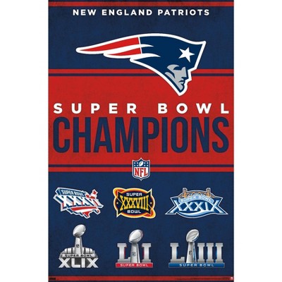 New England Patriots Six-Time NFL Super Bowl Champions Commemorative Poster  - Trends