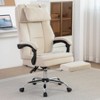 Vynxaria Ergonomic Executive Accent Chair with Footrest and Removable Headrest, Beige - 2 of 4
