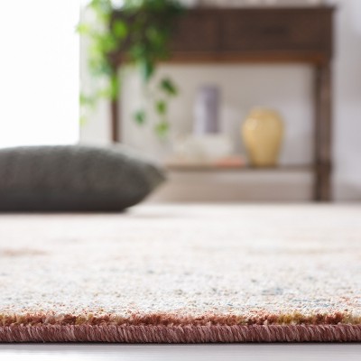 Rust and Blue Square Hand-Knotted Synthetic Rug