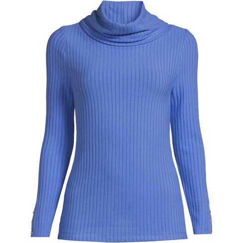 Lands' End Women's Plus Size Long Sleeve Wide Rib Turtleneck - 3X - Chicory  Blue