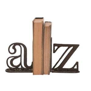 Transpac Metal Black Everyday A and Z Bookend Set of 2 - 1 of 2