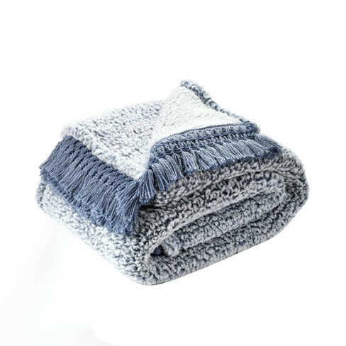 Blue fringe throw online blanket