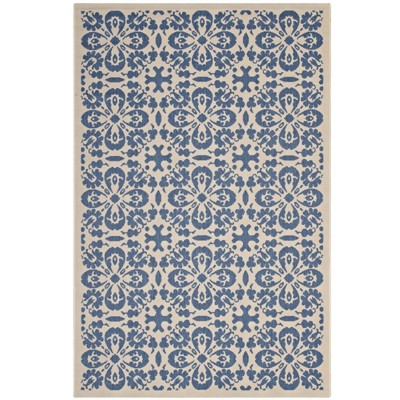 Modway Ariana Vintage Floral Trellis 5x8 Indoor and Outdoor In Blue and Beige