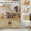 Zevemomo 7 Tier Tall Rattan Bookshelf-Modern Open Display Book Shelf&Bottom Cabinet with Door for CDs/Movies/Books,for Bedroom Home Office Living Room - 2 of 4
