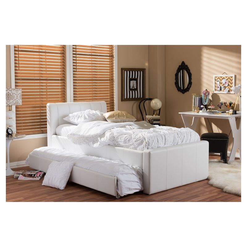 Twin Cosmo Modern And Contemporary Faux Leather Trundle Bed White - Baxton Studio, 6 of 7